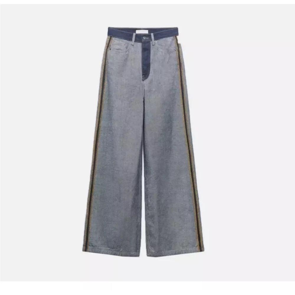 Zara the inside out jeans pants denim wide leg trf high rise relaxed 6